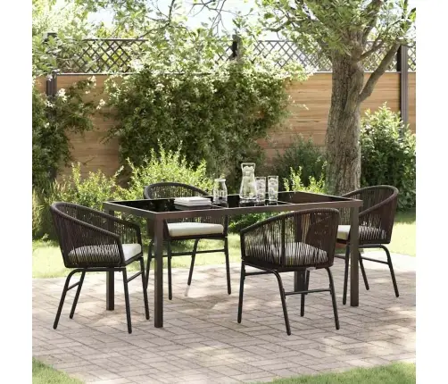 Sodo Valgomojo Komplektas 5 Pcs Ruda Poli Ratanas