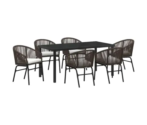 7 Detaļu Dārza Ēdamistabas Komplekts – Brūns Poliratan Vidaxl