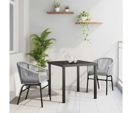3 Gabalu Dārza Ēdamgalds - Pelēks, Poliestera Rattan Vidaxl