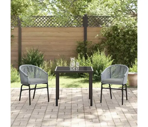 3 Gabalu Dārza Ēdamgalds - Pelēks, Poliestera Rattan Vidaxl