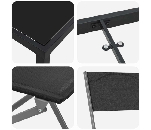 Sodo Valgomojo Komplektas 3 Pcs Juoda Textilene Ir Plienas