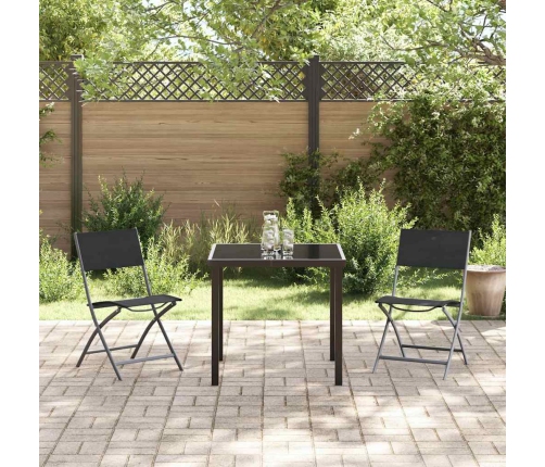 Sodo Valgomojo Komplektas 3 Pcs Juoda Textilene Ir Plienas
