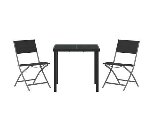 Sodo Valgomojo Komplektas 3 Pcs Juoda Textilene Ir Plienas