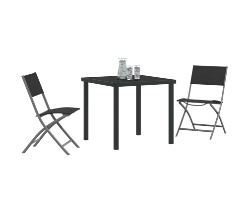 Sodo Valgomojo Komplektas 3 Pcs Juoda Textilene Ir Plienas