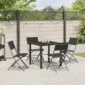 5 Daļu Dārza Mēbeļu Komplekts - Melns Tekstilēns Un Tērauds Vidaxl