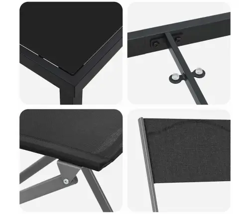 Sodo Valgomojo Komplektas 7 Pcs Juoda Textilene Ir Plienas