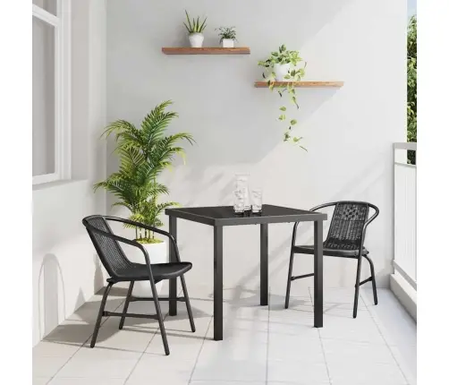 3 Daļu Dārza Ēdamgalds Melns Polyrattans Vidaxl