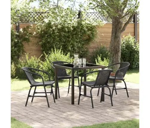 5 Daļu Dārza Galds Melnā Poliratanā Vidaxl