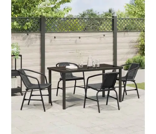 5 Daļīga Dārza Galda Komplekts Melnā Poliratanā Vidaxl