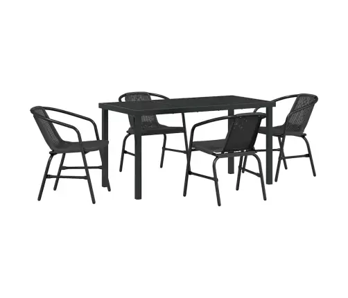 5 Daļīga Dārza Galda Komplekts Melnā Poliratanā Vidaxl
