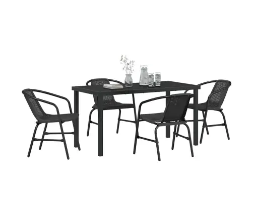 5 Daļīga Dārza Galda Komplekts Melnā Poliratanā Vidaxl