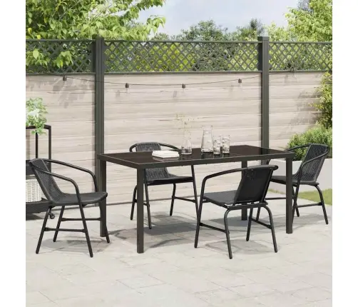 Sodo Valgomojo Komplektas 5 Pcs Juoda Poli Ratanas