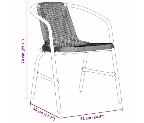 Sodo Valgomojo Komplektas 5 Pcs Juoda Poli Ratanas