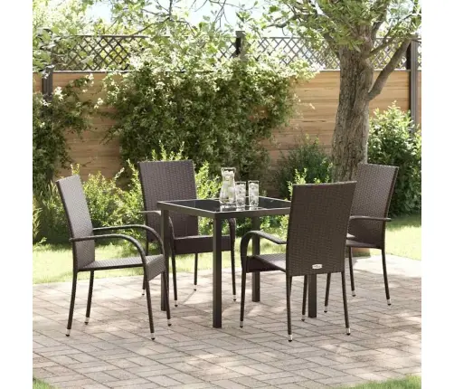 Dārza Ēdamgalds 5 Pcs Brūna Pe Ratan Vidaxl