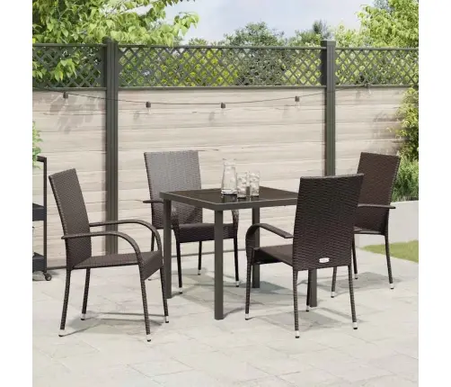 Dārza Ēdamgalds 5 Pcs Brūna Pe Ratan Vidaxl