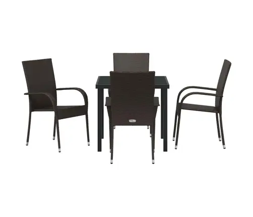 Dārza Ēdamgalds 5 Pcs Brūna Pe Ratan Vidaxl