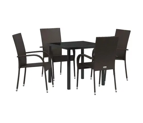 Dārza Ēdamgalds 5 Pcs Brūna Pe Ratan Vidaxl