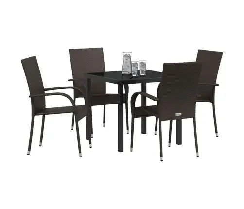 Dārza Ēdamgalds 5 Pcs Brūna Pe Ratan Vidaxl