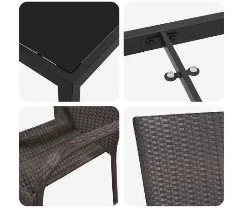 Dārza Ēdamgalds 5 Pcs Brūna Pulverkrāsots Tērauds & Pe Ratan Vidaxl