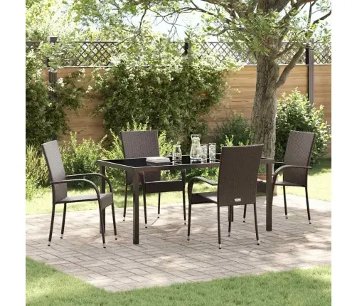 Dārza Ēdamgalds 5 Pcs Brūna Pe Ratan Vidaxl