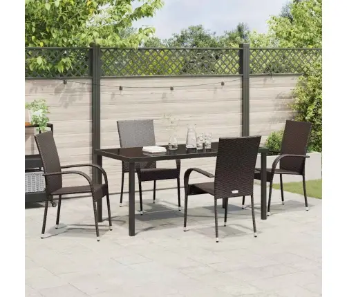 Dārza Ēdamgalds 5 Pcs Brūna Pe Ratan Vidaxl