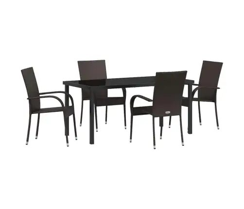 Dārza Ēdamgalds 5 Pcs Brūna Pe Ratan Vidaxl