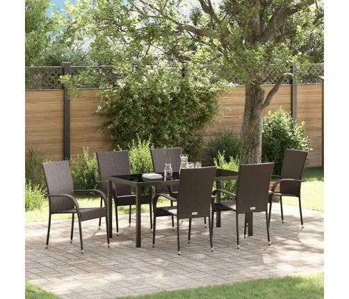 Dārza Ēdamgalds 7 Pcs Brūna Pe Ratan Vidaxl