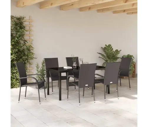 Dārza Ēdamgalds 7 Pcs Brūna Pe Ratan Vidaxl