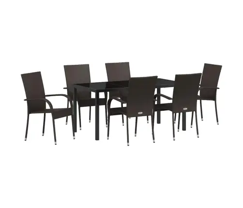 Dārza Ēdamgalds 7 Pcs Brūna Pe Ratan Vidaxl
