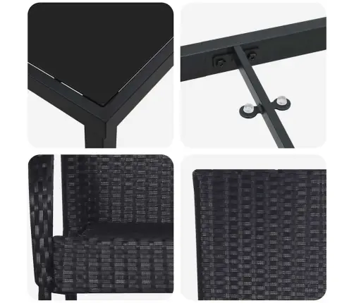 Dārza Ēdamgalds 3 Pcs Melna Pe Ratan Vidaxl