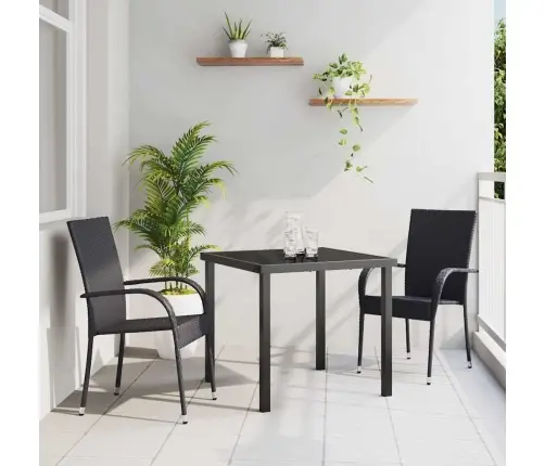Dārza Ēdamgalds 3 Pcs Melna Pe Ratan Vidaxl