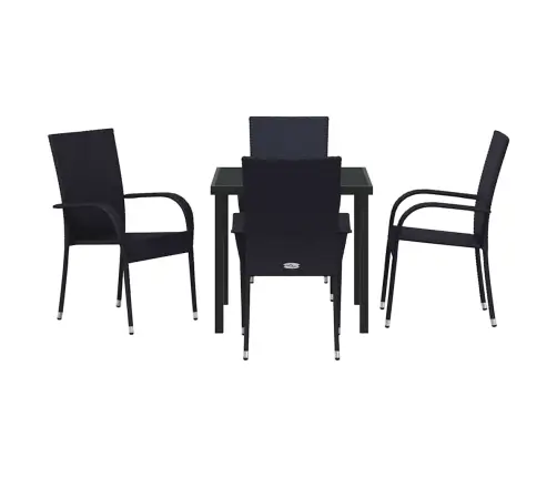 Aia Söögilaudade Komplekt 5 Pcs Must Polürooster