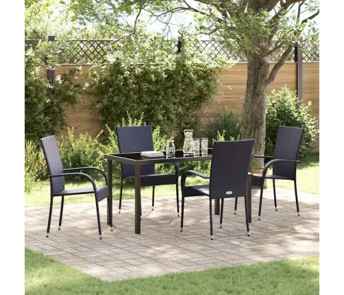 Dārza Ēdamgalds 5 Pcs Melna Pe Ratan Vidaxl
