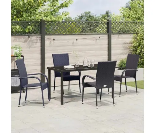 Dārza Ēdamgalds 5 Pcs Melna Pe Ratan Vidaxl