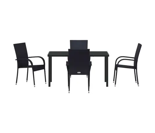 Dārza Ēdamgalds 5 Pcs Melna Pe Ratan Vidaxl