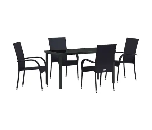 Dārza Ēdamgalds 5 Pcs Melna Pe Ratan Vidaxl