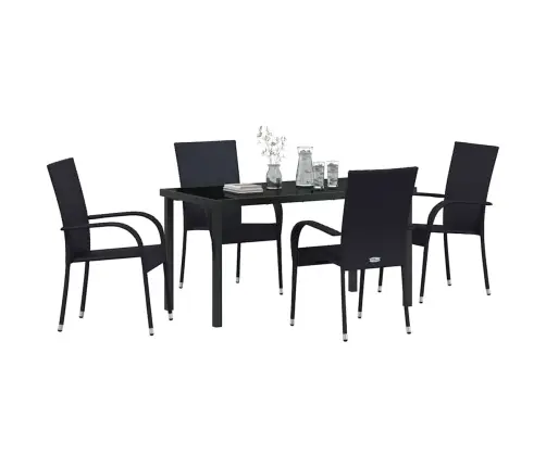 Dārza Ēdamgalds 5 Pcs Melna Pe Ratan Vidaxl