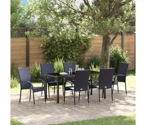 Dārza Ēdamgalds 7 Pcs Melna Pe Ratan Vidaxl