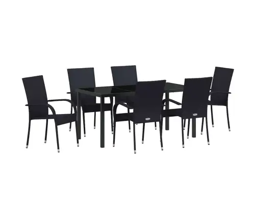 Dārza Ēdamgalds 7 Pcs Melna Pe Ratan Vidaxl