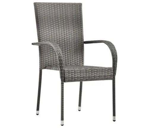 Dārza Ēdamgalds 3 Pcs Pelēka Poliūtu Rotangpalma Vidaxl