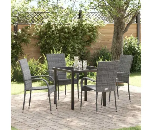 Sodo Valgomojo Komplektas 5 Pcs Pilka Poli Ratanas