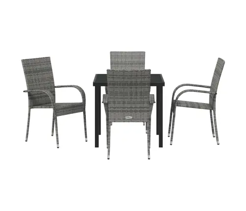 Sodo Valgomojo Komplektas 5 Pcs Pilka Poli Ratanas