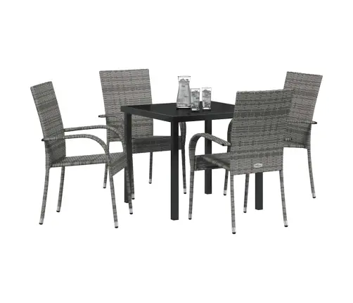 Sodo Valgomojo Komplektas 5 Pcs Pilka Poli Ratanas