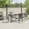Dārza Ēdamgalds 5 Pcs Pelēka 4-Vietīgs Pe Ratan Vidaxl