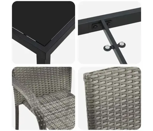 Dārza Ēdamgalds 5 Pcs Pelēka 4-Vietīgs Pe Ratan Vidaxl