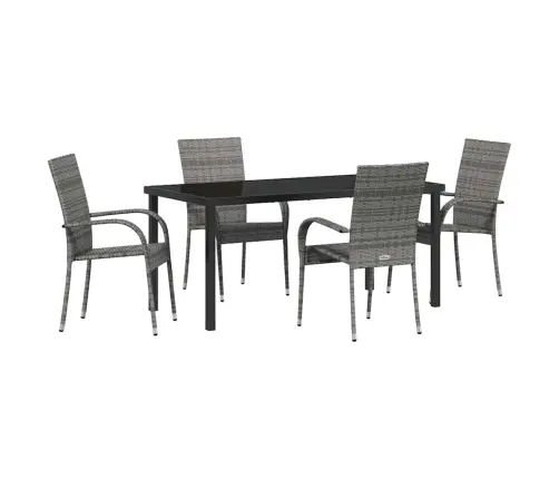 Dārza Ēdamgalds 5 Pcs Pelēka 4-Vietīgs Pe Ratan Vidaxl