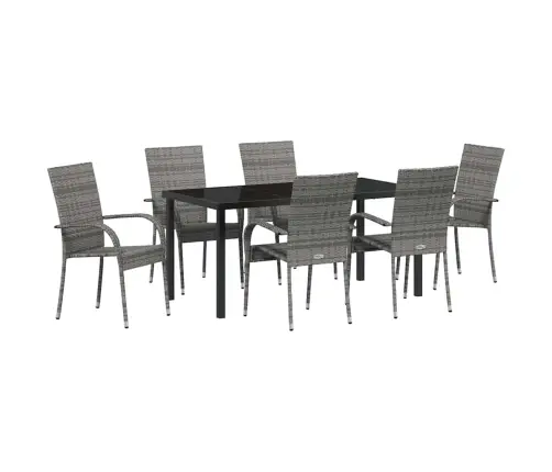 Dārza Ēdamgalds 7 Pcs Pelēka Pe Ratan Vidaxl Dārza Ēdamgalds 7 Pcs Pelēka Pe Ratan Vidaxl