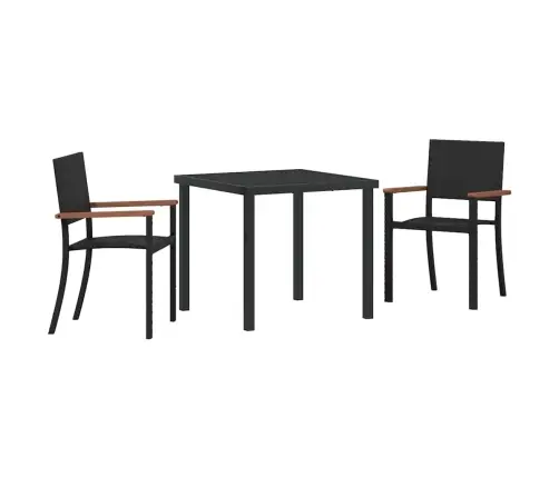 Dārza Ēdamgalds 3 Pcs Melna Poliūtu Rotangpalma Vidaxl