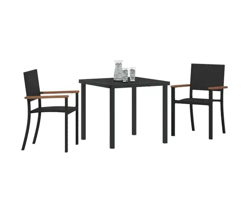 Dārza Ēdamgalds 3 Pcs Melna Poliūtu Rotangpalma Vidaxl