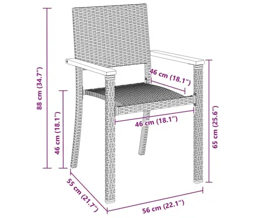 Dārza Ēdamgalds 3 Pcs Melna Poliūtu Rotangpalma Vidaxl